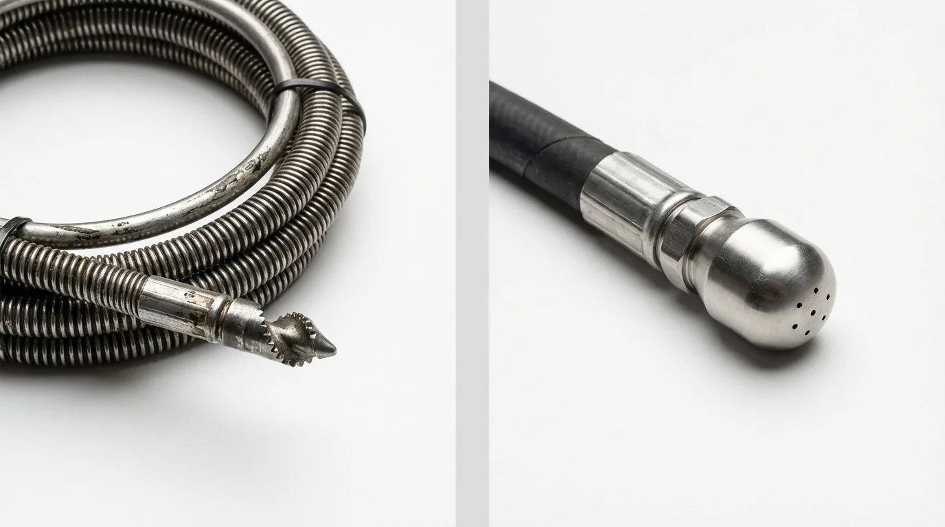 Drain snake cable and hydro jetting nozzle used for drain cleaning in Athens, TN